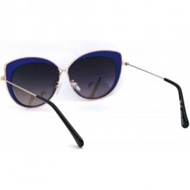 Butterfly Womens Metal Rim Luxury Chic Oversize Cat Eye Sunglasses - Gold Blue Blue Mirror - C618NU58M03 $10.18