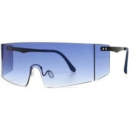 Square Oversized Shield Sunglasses Flat Top Gradient Lens Rimless Eyeglasses Women Men - Clear&blue - CC199HYCLKT $18.22