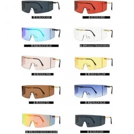 Square Oversized Shield Sunglasses Flat Top Gradient Lens Rimless Eyeglasses Women Men - Clear&blue - CC199HYCLKT $18.22