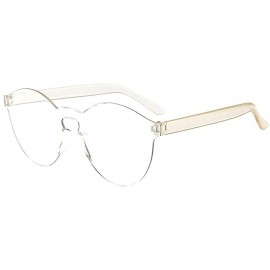 Rectangular Outdoor Semi Rimless Polarized Sunglasses-Women Men Fashion Clear Retro Sun Glasses - B - C4196OIREGY $36.54
