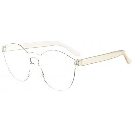 Rectangular Outdoor Semi Rimless Polarized Sunglasses-Women Men Fashion Clear Retro Sun Glasses - B - C4196OIREGY $32.97