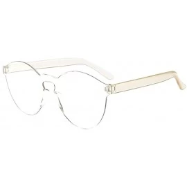 Rectangular Outdoor Semi Rimless Polarized Sunglasses-Women Men Fashion Clear Retro Sun Glasses - B - C4196OIREGY $19.61