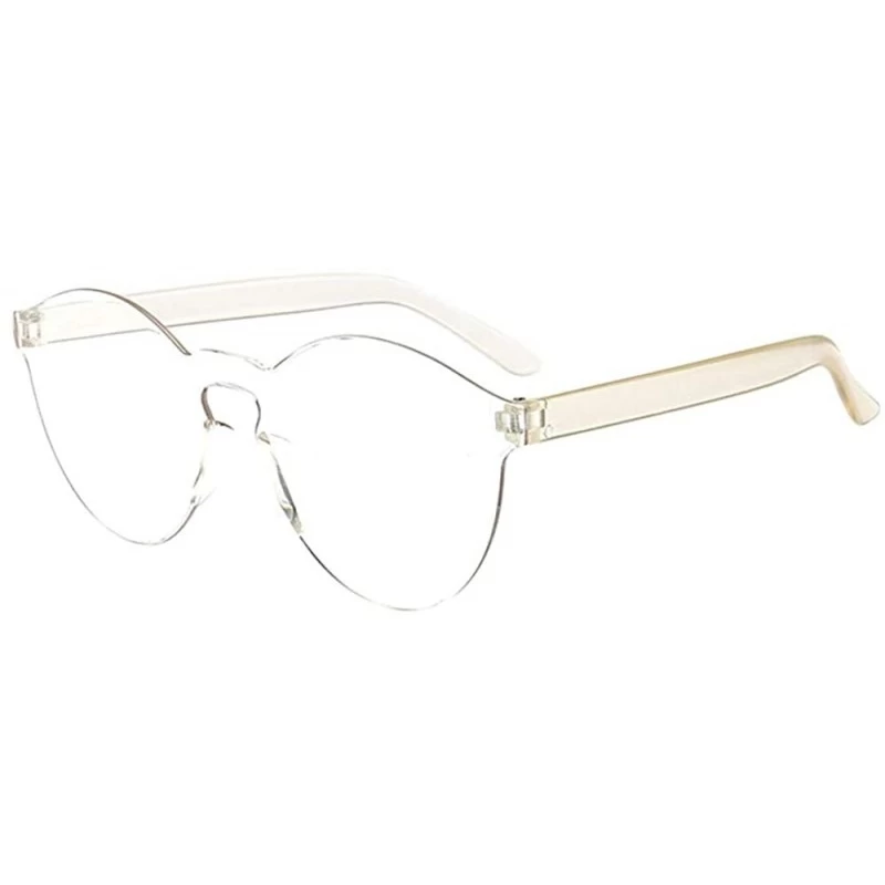 Rectangular Outdoor Semi Rimless Polarized Sunglasses-Women Men Fashion Clear Retro Sun Glasses - B - C4196OIREGY $19.61
