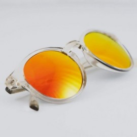 Oval Hobbes - Round Contemporary Designer Sunglasses with UV400 protection - Crystal Red Revo - C218RNOCW7A $58.47