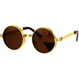 Round PASTL Fashion Sunglasses Unisex Round Circle 3 Tiered Metal Frame UV 400 - Yellow Gold (Brown) - C71857RCTE2 $21.42