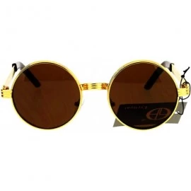 Round PASTL Fashion Sunglasses Unisex Round Circle 3 Tiered Metal Frame UV 400 - Yellow Gold (Brown) - C71857RCTE2 $10.43