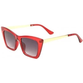 Square Thick Plastic Frame Square Cat Eye Sunglasses - Red Crystal - C81987GXGTN $13.65