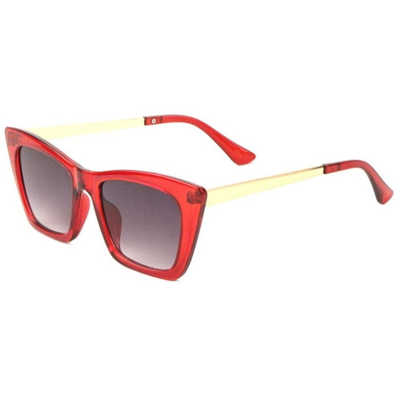 Square Thick Plastic Frame Square Cat Eye Sunglasses - Red Crystal - C81987GXGTN $13.65