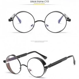 Round Steampunk Sunglasses Hippie Retro Round Driving Travel Glasses Women/Men - Black Frame/Flat Mirror - CT18D5T7AHG $25.52