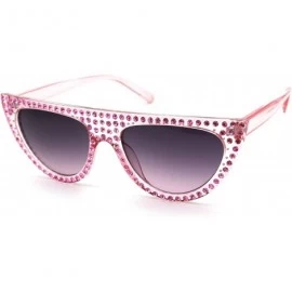Cat Eye Womens Flat Top Full Sparkling Bling Rhinestone Retro Cat Eye Sunglasses - Pink Purple Smoke - C618ES9WLEE $24.06