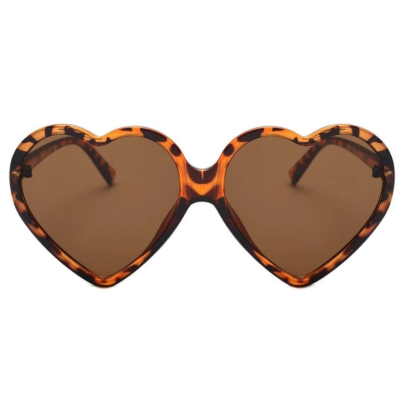 Oversized Heart Shaped Oversized Sunglasses Integrated - Brown - CH18Q43G2A5 $15.47