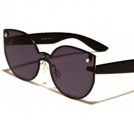 Round Fashion Womens Elegant Upscale Designer Round Cat Eye Sunglasses - Black / Black - C018ECGTM3Q $26.87