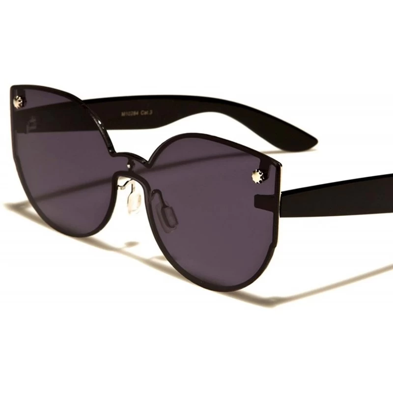 Round Fashion Womens Elegant Upscale Designer Round Cat Eye Sunglasses - Black / Black - C018ECGTM3Q $14.21