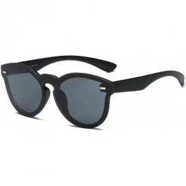 Rimless Unisex Rimless Round Oversized Mirrored UV Protection Fashion Sunglasses - Black - C518WU8YQTR $16.58