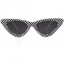 Round Cat Eye Sunglasses Women 90S Retro Vintage Small Frame Checkered Sun Glasses Black Red Pink Shades S031 - C23 - CJ197Y7...