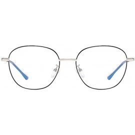 Round Computer Reading Glasses Lighweight Metal Frame Blue Light Blocking Readers for Men Women Business Work - Silver - C519...