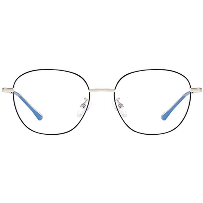 Round Computer Reading Glasses Lighweight Metal Frame Blue Light Blocking Readers for Men Women Business Work - Silver - C519...