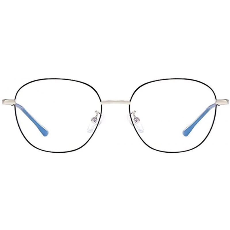 Round Computer Reading Glasses Lighweight Metal Frame Blue Light Blocking Readers for Men Women Business Work - Silver - C519...