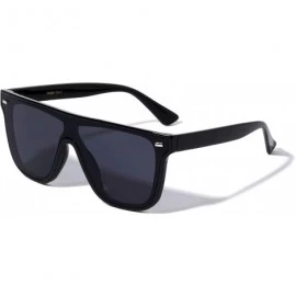 Cat Eye Flat Top Rectangle Stud One Piece Shield Lens Squared Cat Eye Sunglasses - Black - CO1995TUU50 $15.05