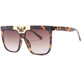 Square Hot New Fashion Large Frame Luxury Brand Design Women Sunglasses UV400 - Black Leopard - CC18N6TGOHN $12.27