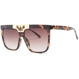 Square Hot New Fashion Large Frame Luxury Brand Design Women Sunglasses UV400 - Black Leopard - CC18N6TGOHN $12.27