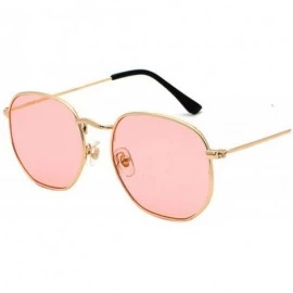 Goggle 2020 Hexagon Sunglasses Women Er Small Square Sunglases Men Metal Frame Driving Fishing Glasses - Gold Clear Pink - C4...