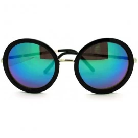 Oval Mirrored Circle Lens Psy Celebrity Gangnam Gentleman Sunglasses - Black Blue - C411GGL330N $11.37