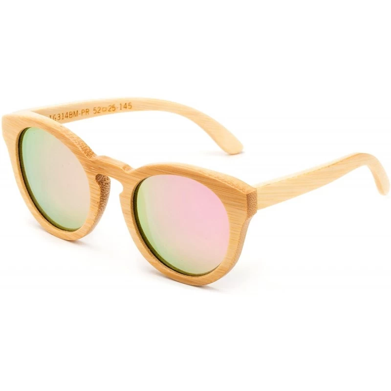 Wayfarer Genuine Handmade Bamboo Sunglasses Anti-Glare Polarized Wooden Spring Hinges with Bamboo box - Cateye Bamboo Pink - ...
