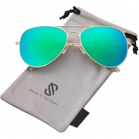 Sport Classic Aviator Polarized Sunglasses Mirrored UV400 Lens SJ1054 - C9 Gold Frame/Green Mirrored Lens - CD18EE0M8S6 $14.64