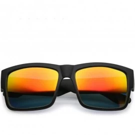 Wayfarer Men's Flat Top Thick Arms Square Mirror Lens Horn Rimmed Sunglasses 57mm - Matte Black / Orange Mirror - CO182Q8ZEDN...