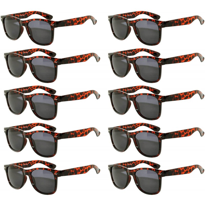 Wayfarer Vintage Retro Eyeglasses Sunglasses Smoke Lens 10 Pack Colored Colors Frame OWL - Leopard_10_pairs - CK12NYDF5YZ $17.74