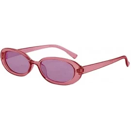 Oval Lightweight Unisex Fashion Small Colorful Frame Oval Sunglasses Vintage Retro Irregular Shape Sun Glasses - Pink - CT196...