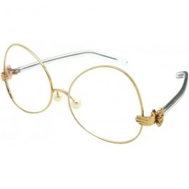 Oversized Upside Down Vintage Style Frames w/Clear Lens 3135-CL - Gold - CG183IKW85L $19.74