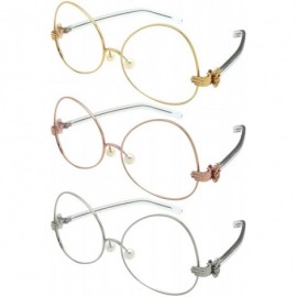 Oversized Upside Down Vintage Style Frames w/Clear Lens 3135-CL - Gold - CG183IKW85L $10.67