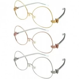 Oversized Upside Down Vintage Style Frames w/Clear Lens 3135-CL - Gold - CG183IKW85L $10.67
