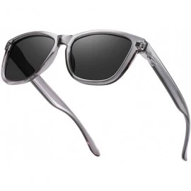 Square Polarized Sunglasses for Men Women Retro Classic UV400 Protection Sunglasses - Grey Frames/Gradient Black Lens - CQ193...