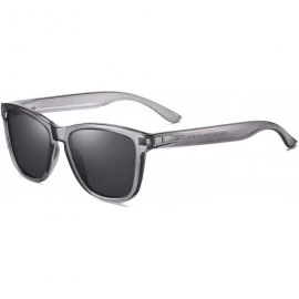 Square Polarized Sunglasses for Men Women Retro Classic UV400 Protection Sunglasses - Grey Frames/Gradient Black Lens - CQ193...