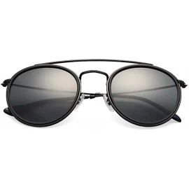 Round Sunglasses Polarized Men Women Sun Glass Lens Mirror Round Double Bridge Eyewear UV400 - G15 Gold P - CZ18TZZ4T09 $40.19