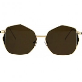 Oversized Womens Gradient Octagon Retro Hippie Butterfly Fashion Sunglasses - Gold Brown - CK1864ZHRUO $25.49