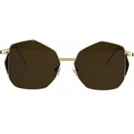 Oversized Womens Gradient Octagon Retro Hippie Butterfly Fashion Sunglasses - Gold Brown - CK1864ZHRUO $12.44