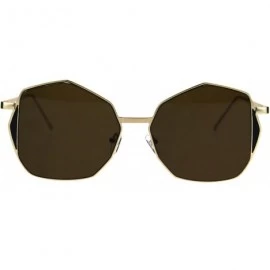 Oversized Womens Gradient Octagon Retro Hippie Butterfly Fashion Sunglasses - Gold Brown - CK1864ZHRUO $23.37