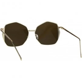 Oversized Womens Gradient Octagon Retro Hippie Butterfly Fashion Sunglasses - Gold Brown - CK1864ZHRUO $12.44