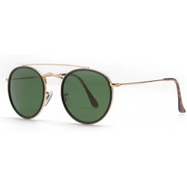 Round Sunglasses Polarized Men Women Sun Glass Lens Mirror Round Double Bridge Eyewear UV400 - G15 Gold P - CZ18TZZ4T09 $40.19