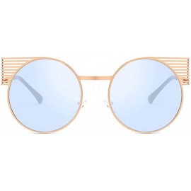 Rectangular Unisex Vintage Round Metal Frame Tinted Lenses Sunglasses UV400 - Gold Blue - CN18NHDI8QU $8.79