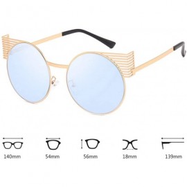 Rectangular Unisex Vintage Round Metal Frame Tinted Lenses Sunglasses UV400 - Gold Blue - CN18NHDI8QU $8.79