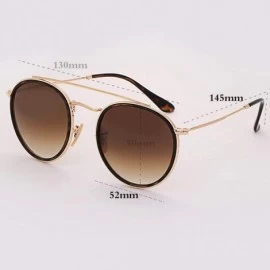 Round Sunglasses Polarized Men Women Sun Glass Lens Mirror Round Double Bridge Eyewear UV400 - G15 Gold P - CZ18TZZ4T09 $40.19