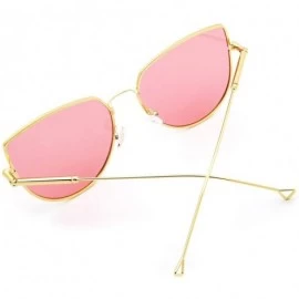 Cat Eye Cat Eye Fashion Metal Frame Polarized Sunglasses for Women UV 400 Protection - Golden Frame Pink Lens - CW18T8U5AQL $...
