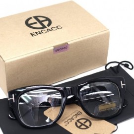 Square Oversized Square Thick Horn Rimmed Clear Lens Eye Glasses Frame Non-prescription - Black - CE185N96S46 $13.42