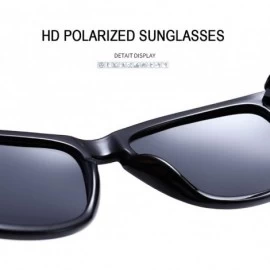Rectangular Unisex Polarized Sunglasses Men Women Retro Designer Sun Glasses - Black Pro Simple Packaging - C918ET39S67 $13.21