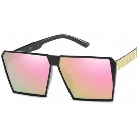 Aviator Square Oversized Sunglasses New Reflective Sunglasses Men Women Designer C6 - C2 - C518YR3ON8W $10.14